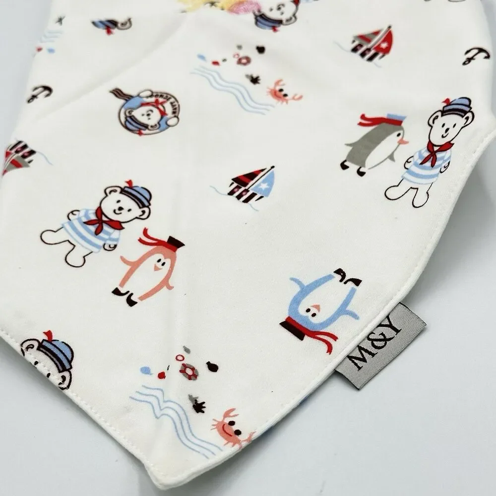 M&Y Organic Bandana Bibs 2 Packs Of Four Soft, Double-Sided, Adjustable Snap